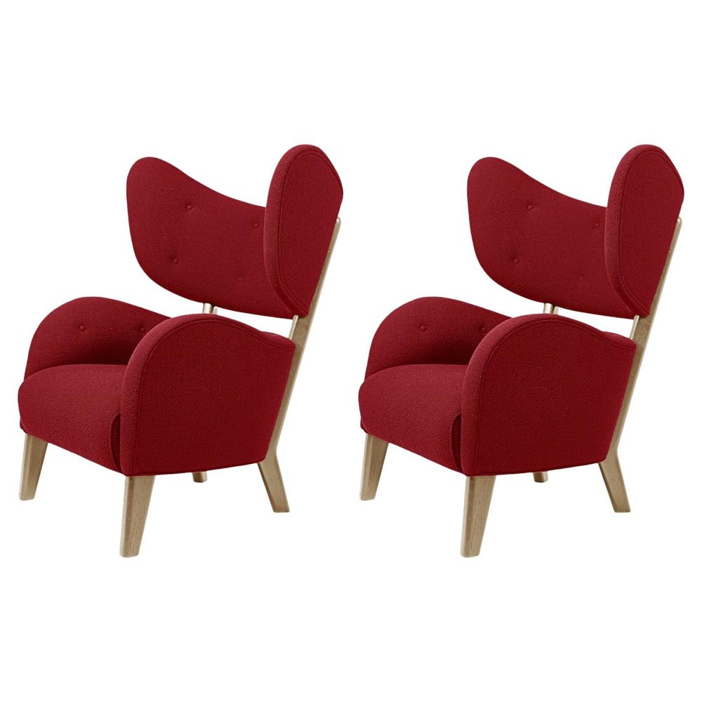 Red Raf Simons Vidar 3 Natural Oak My Own Chair Lounge Chairs by Lassen, Set of 2