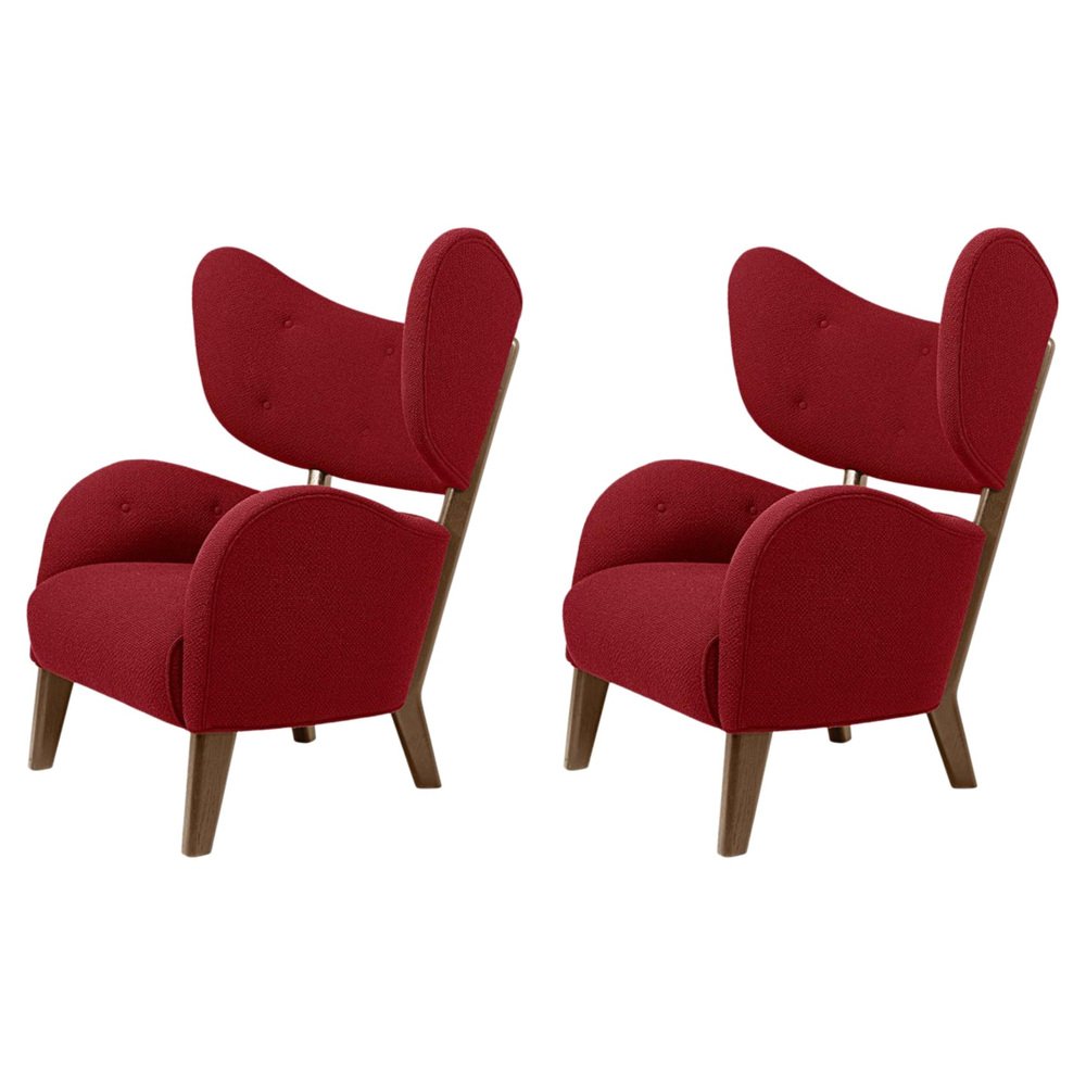 Red Raf Simons Vidar 3 Smoked Oak My Own Lounge Chair by Lassen, Set of 2