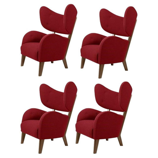 Red Raf Simons Vidar 3 Smoked Oak My Own Lounge Chair by Lassen, Set of 4