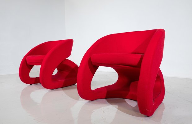 Red Smile Armchairs by Marcello Ziliani for BBB Emmebonacina, Italy, 1990s, Set of 2-FGA-1741961