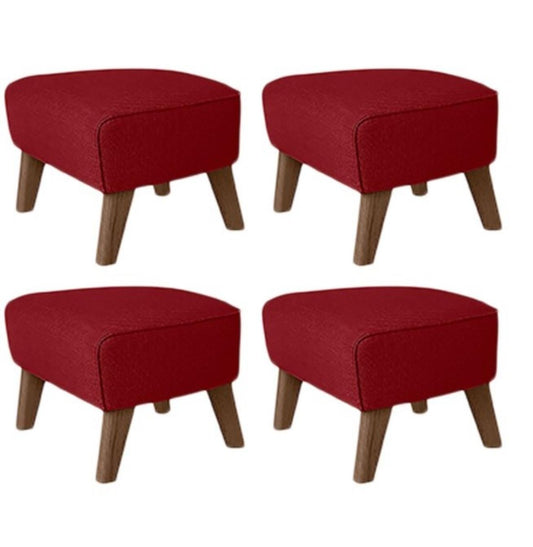 Red Smoked Oak Raf Simons Vidar 3 My Own Chair Footstools by Lassen, Set of 4