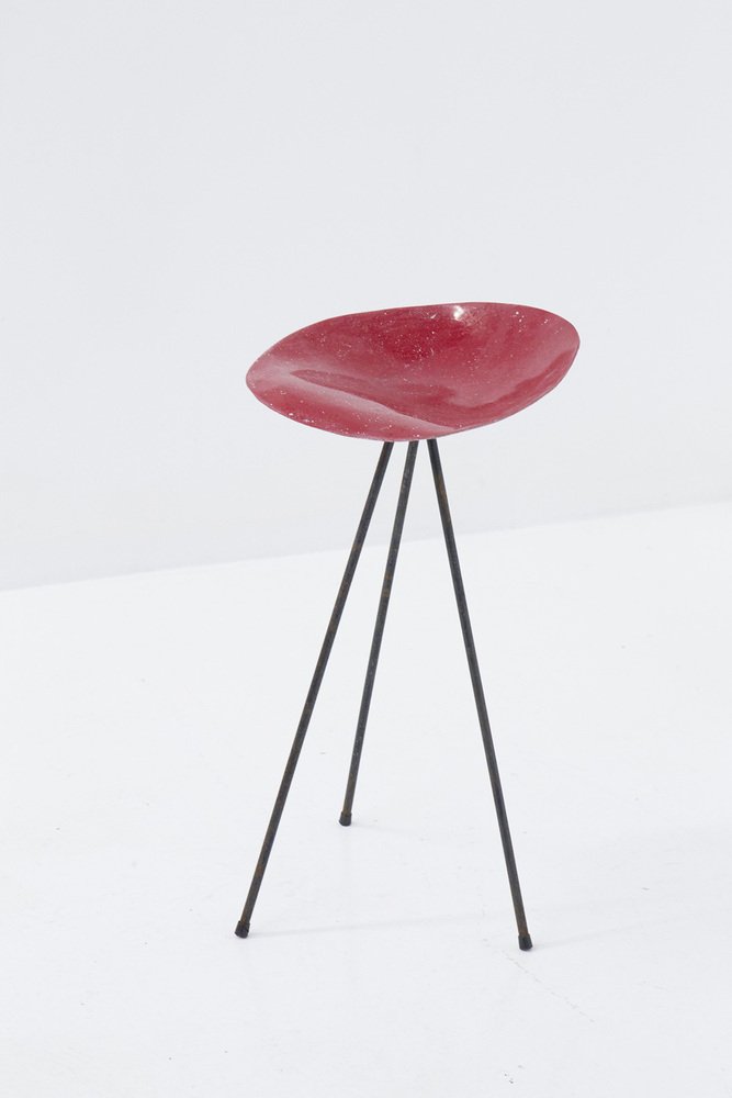 Red Stool in French Resin by Jean Raymond Picard, 1955