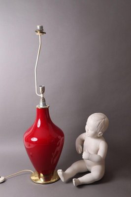 Red Table Lamp in Opal Glass, Italy-ESB-1376934