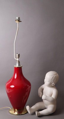 Red Table Lamp in Opal Glass, Italy-ESB-1376934