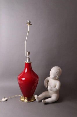 Red Table Lamp in Opal Glass, Italy-ESB-1376934