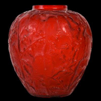 Red Tinted Parakeet Vase by René Lalique, 1919-DFB-1821870