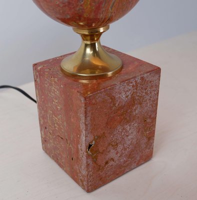 Red Travertine and Gilt Table Lamp by Philippe Barbier, 1970s-NYF-2018932