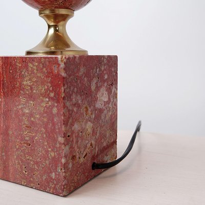 Red Travertine and Gilt Table Lamp by Philippe Barbier, 1970s-NYF-2018932