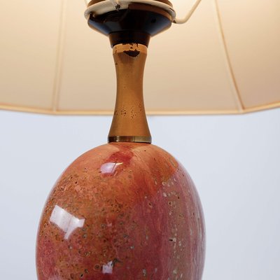 Red Travertine and Gilt Table Lamp by Philippe Barbier, 1970s-NYF-2018932