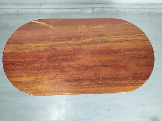 Red Travertine Coffee Table, 1970s-EAD-1749971