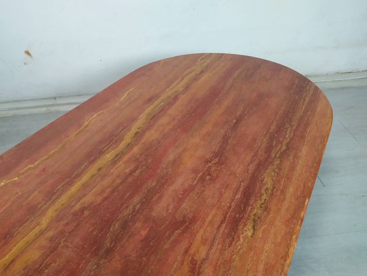 Red Travertine Coffee Table, 1970s-EAD-1749971