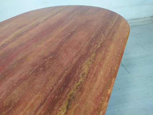 Red Travertine Coffee Table, 1970s-EAD-1749971