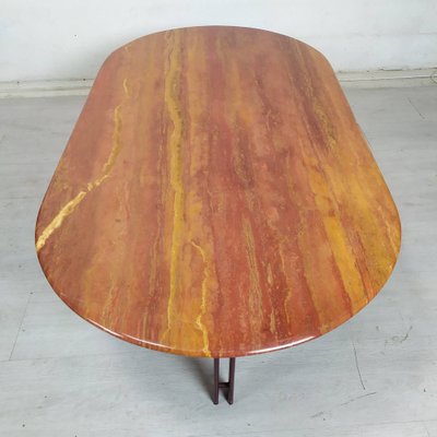 Red Travertine Coffee Table, 1970s-EAD-1749971