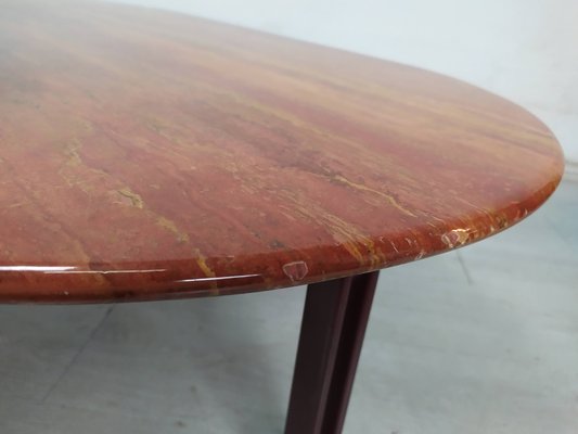 Red Travertine Coffee Table, 1970s-EAD-1749971