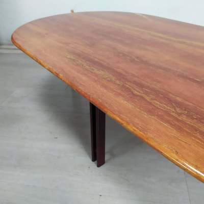 Red Travertine Coffee Table, 1970s-EAD-1749971