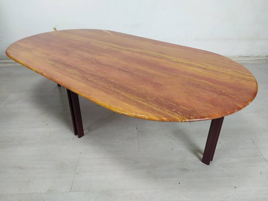 Red Travertine Coffee Table, 1970s-EAD-1749971