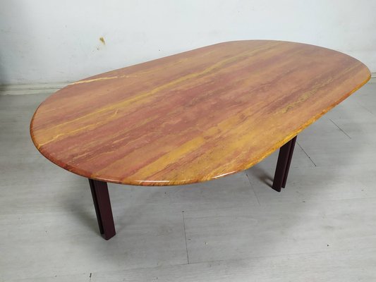 Red Travertine Coffee Table, 1970s-EAD-1749971