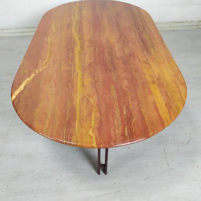 Red Travertine Coffee Table, 1970s-EAD-1749971