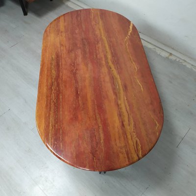 Red Travertine Coffee Table, 1970s-EAD-1749971