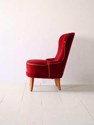 Red Velvet Armchair, 1940s-QWP-1816373