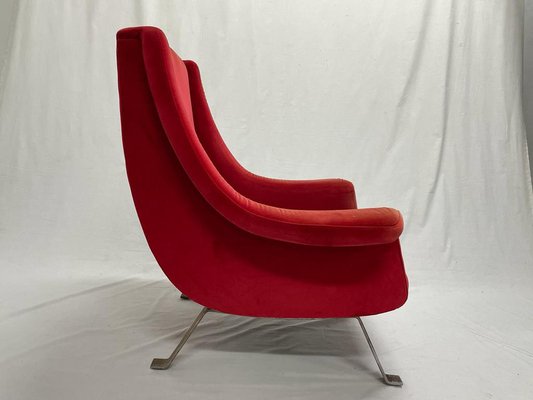 Red Velvet Armchair, 1960s-FDH-1819538