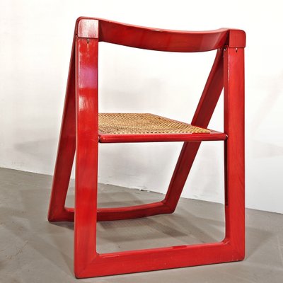 Red Vienna Straw Folding Chairs Mod. Trieste by A. Jacober and p.daniello for Bazzani, 1970s, Set of 4-PRS-2043319