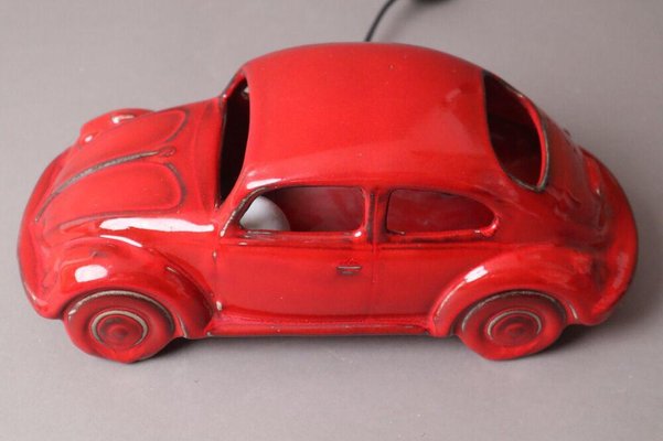 Red Volkswagen Beetle Table Lamp in Ceramic, 1970s-ESB-1376744