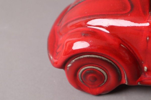 Red Volkswagen Beetle Table Lamp in Ceramic, 1970s-ESB-1376744