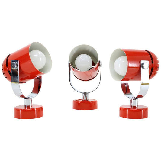 Red Wall or Table Lamps by Stanislav Indra, Czechoslovakia, 1970s, Set of 3