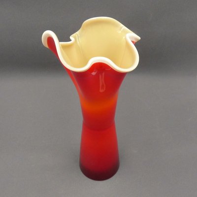 Red & White Murano Glass Vase, Italy-WK-1014952