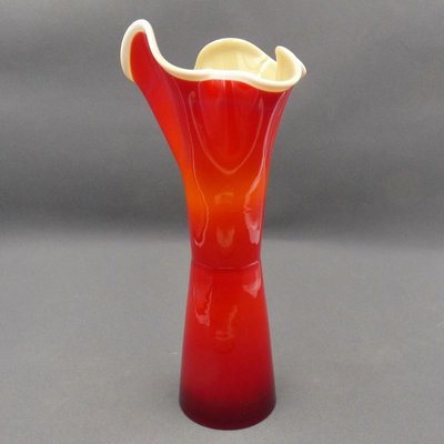 Red & White Murano Glass Vase, Italy-WK-1014952