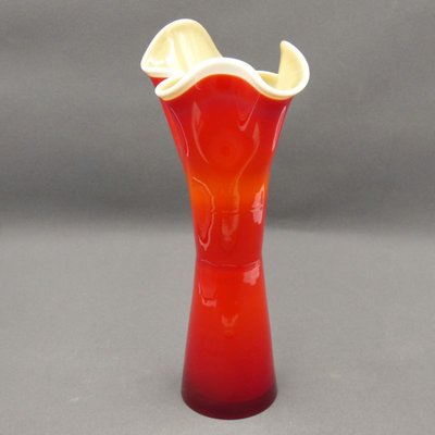 Red & White Murano Glass Vase, Italy-WK-1014952