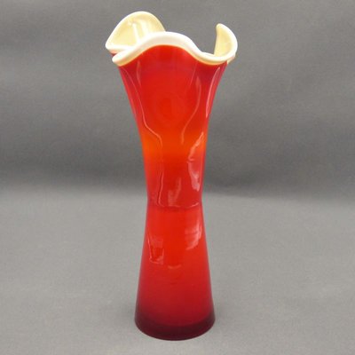 Red & White Murano Glass Vase, Italy-WK-1014952