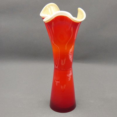 Red & White Murano Glass Vase, Italy-WK-1014952