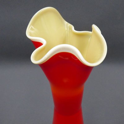 Red & White Murano Glass Vase, Italy-WK-1014952