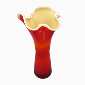 Red & White Murano Glass Vase, Italy-WK-1014952