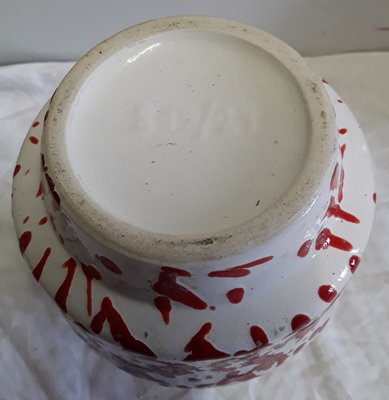 Red & White Patterned Ceramic Pitcher / Vase from Jopeko, 1970s-HOI-867739