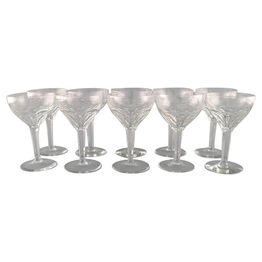 Red Wine Glasses in Clear Crystal Glass from Val St. Lambert, Belgium, Set of 10