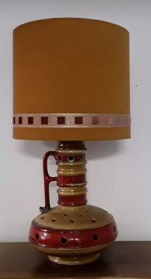 Red Yellow Ceramic Table Lamp, 1970s-HOI-1134146