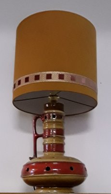 Red Yellow Ceramic Table Lamp, 1970s-HOI-1134146