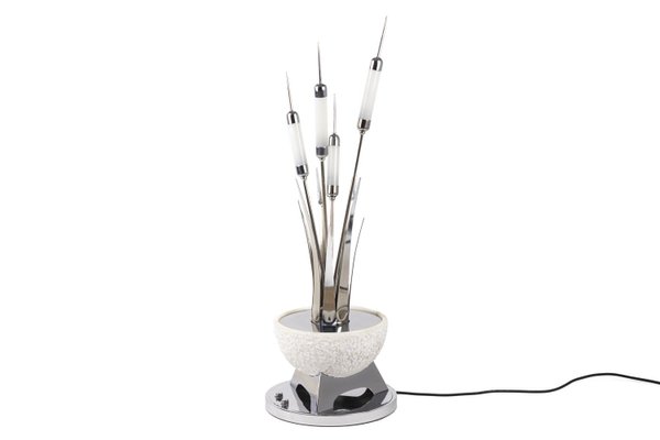 Reeds Table Lamp in Chromed Metal and Alabaster, 1980s-CEJ-675406