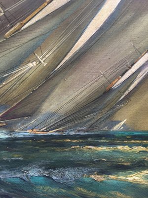 Regatta in the Gulf, English School, 2006, Oil on Canvas, Framed-YUW-1312108