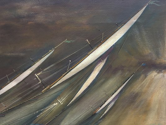 Regatta in the Gulf, English School, 2006, Oil on Canvas, Framed-YUW-1312108