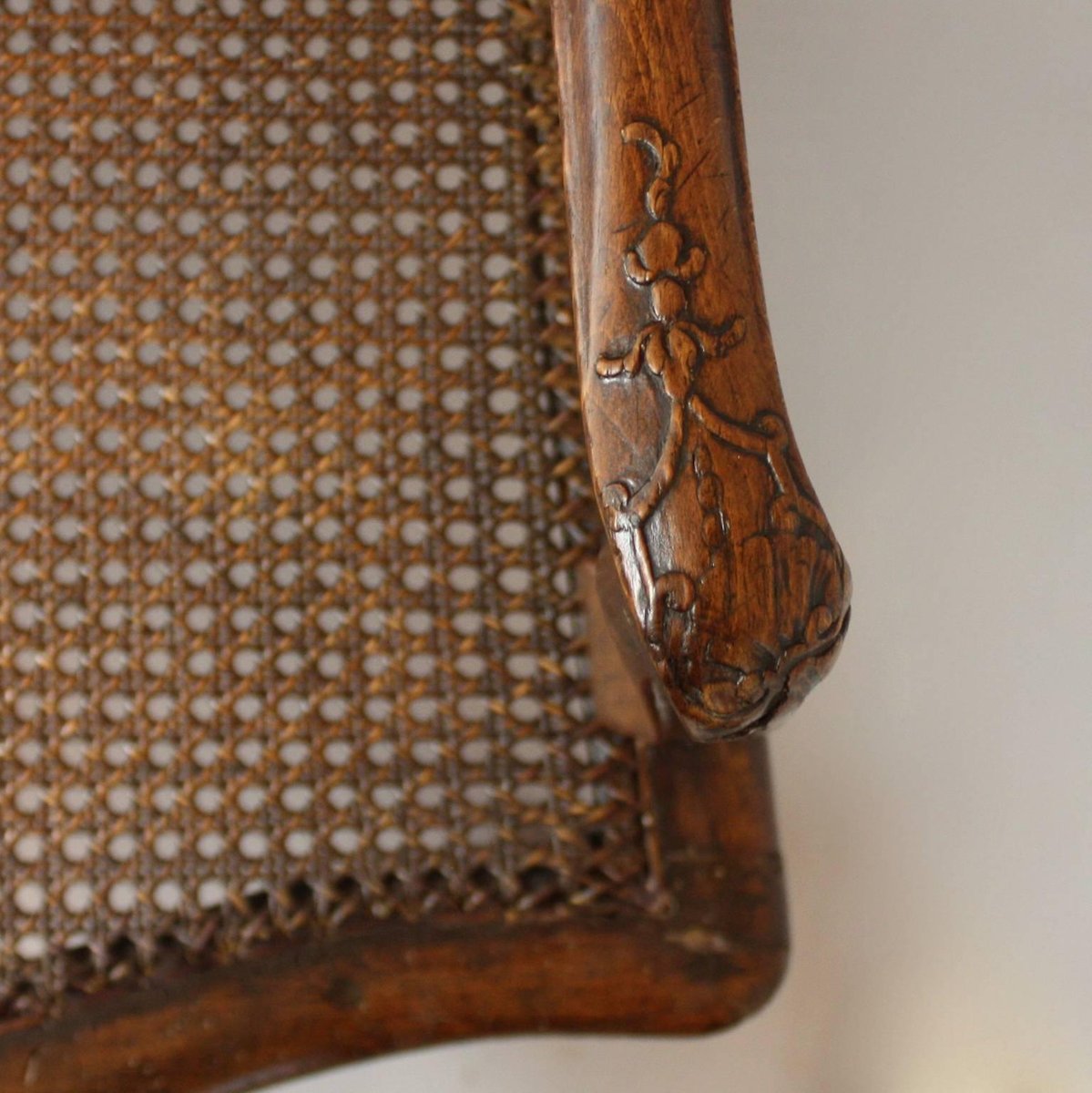 Regence Carved and Caned Armchair or Fauteuil, 1720s