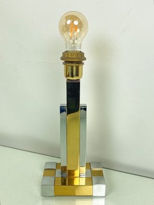 Regency Bd Lumica Brass & Chrome Geometric Table Lamp, 1970s-WZZ-1743541