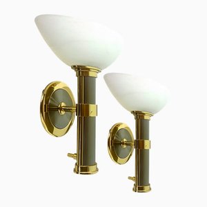 Regency Brass and Stainless Steel Wall Lights from B+M Leuchten, Germany, Set of 2-WZZ-1347564