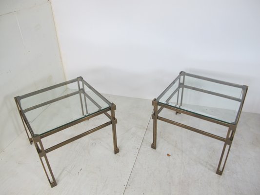 Regency Brass & Glass Side Table by Peter Ghyczy, 1970s-DE-571631