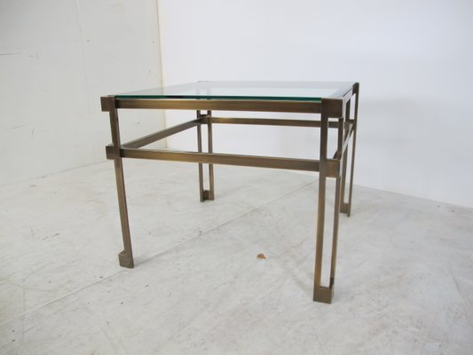 Regency Brass & Glass Side Table by Peter Ghyczy, 1970s-DE-571631