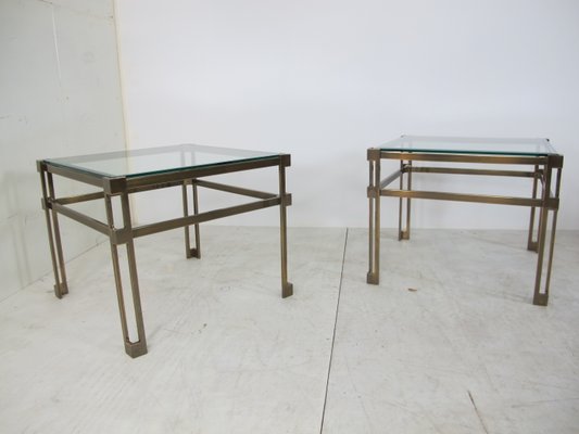 Regency Brass & Glass Side Table by Peter Ghyczy, 1970s-DE-571631