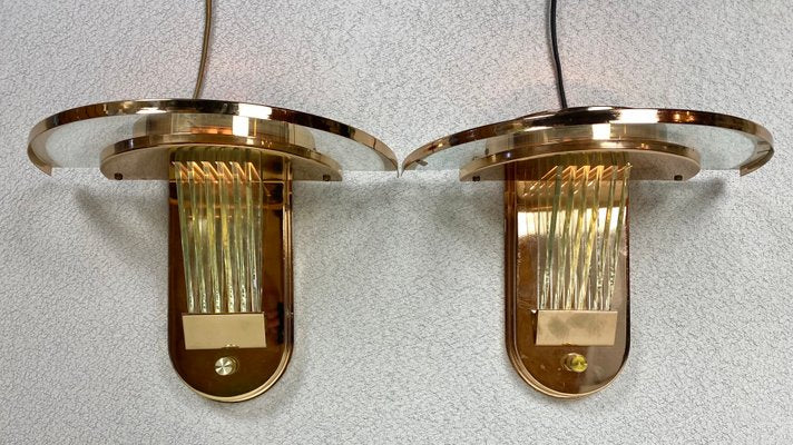 Regency Brass & Glass Wall Lights, Set of 2-WZZ-1180342